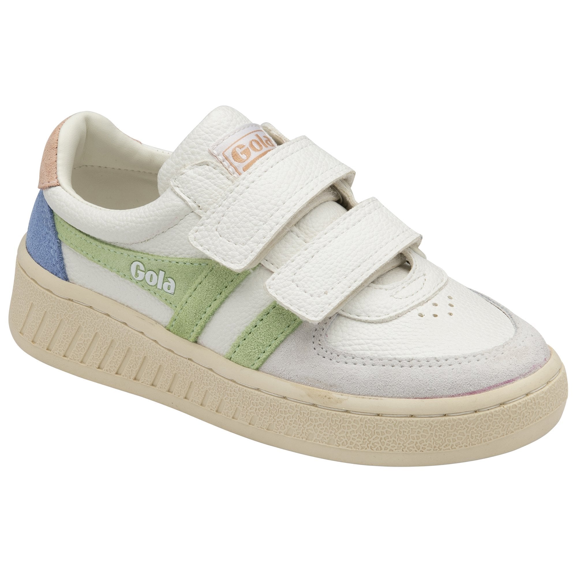 Gola Classics Kids' Grandslam Trident Strap Sneakers - White/Patina Green/Pearl Pink