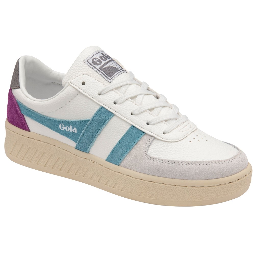 Gola Classics Women's Grandslam Trident Sneakers - White/Ocean/Ash
