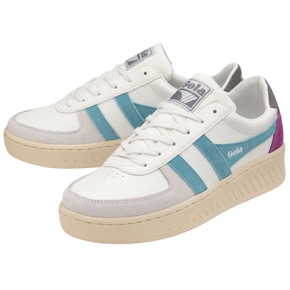 Gola Classics Women's Grandslam Trident Sneakers - White/Ocean/Ash