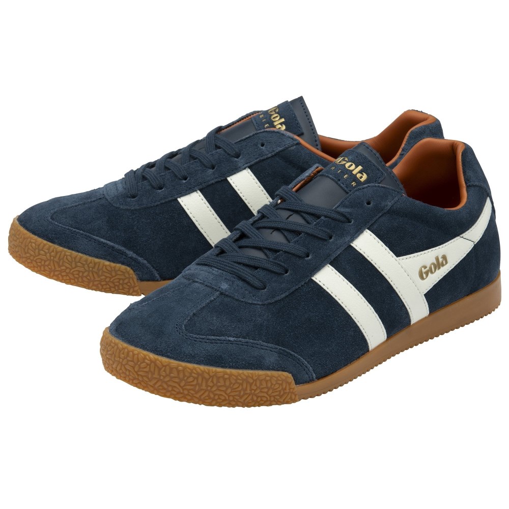 Gola Classics Men's Harrier Suede Sneakers - Navy/Off White/Moody Orange