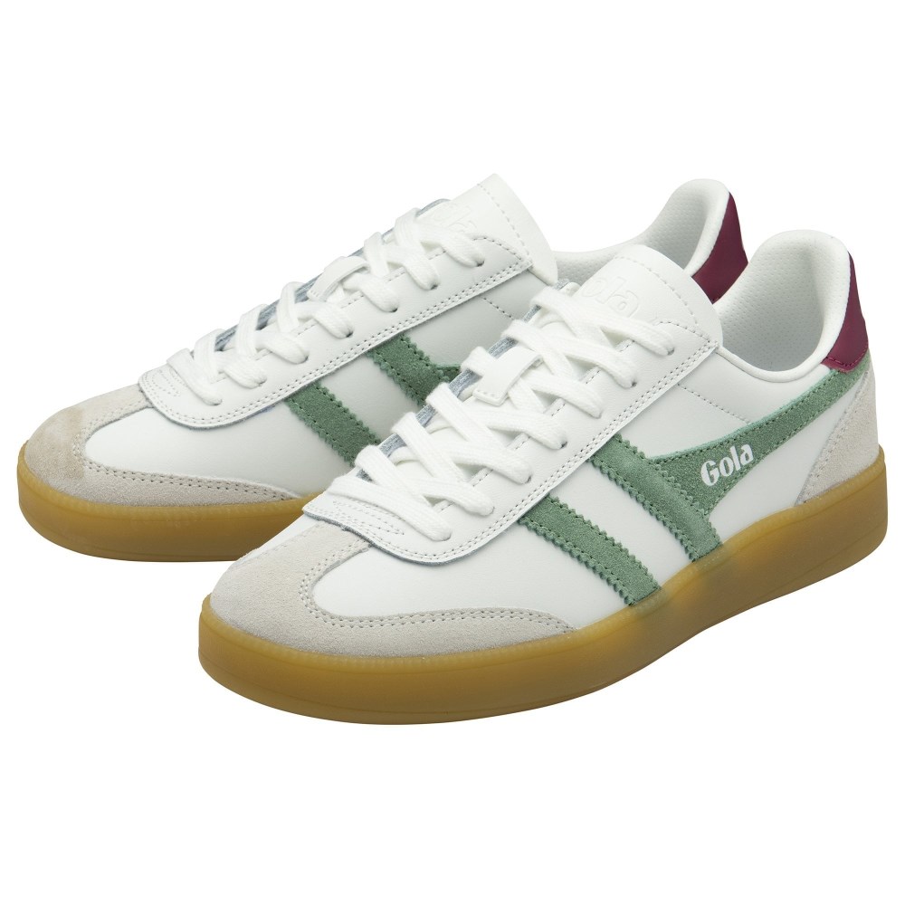 Gola Classics Women's Viper Leather Sneakers - White/Green Mist/Cerise/Gum