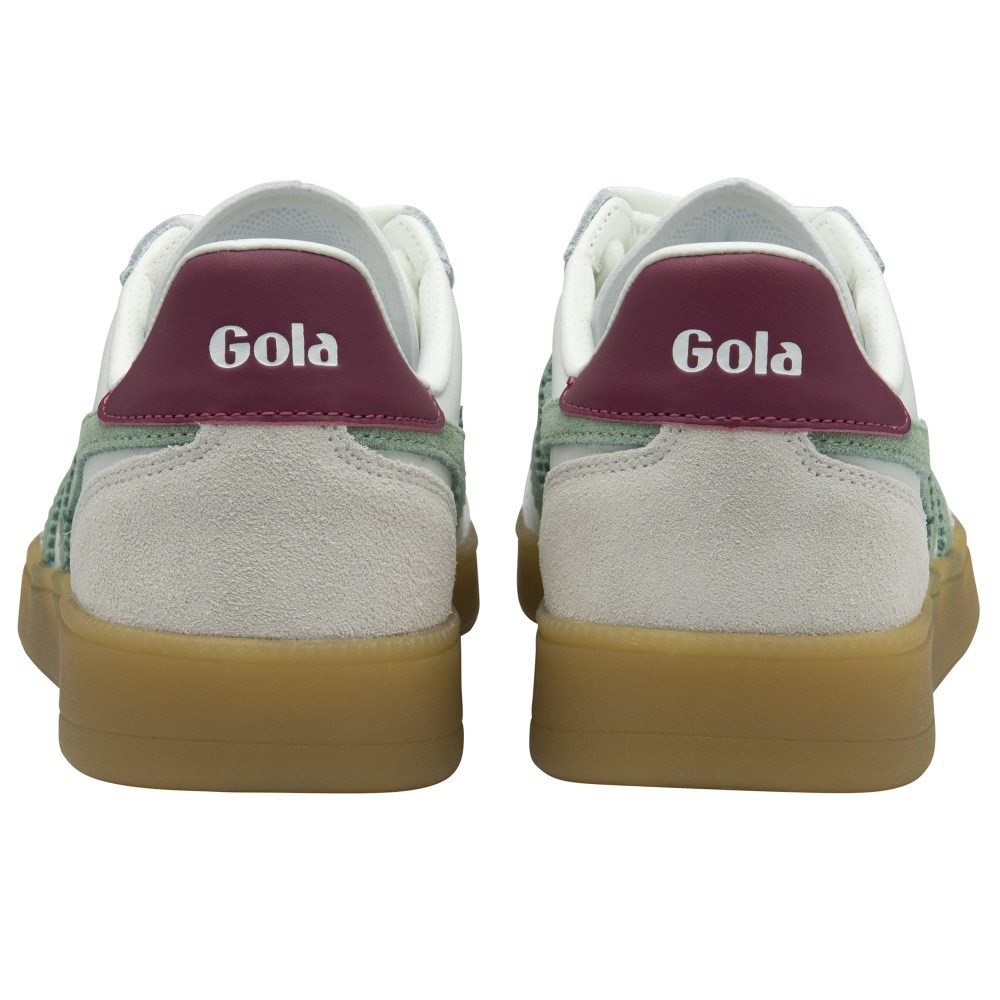 Gola Classics Women's Viper Leather Sneakers - White/Green Mist/Cerise/Gum