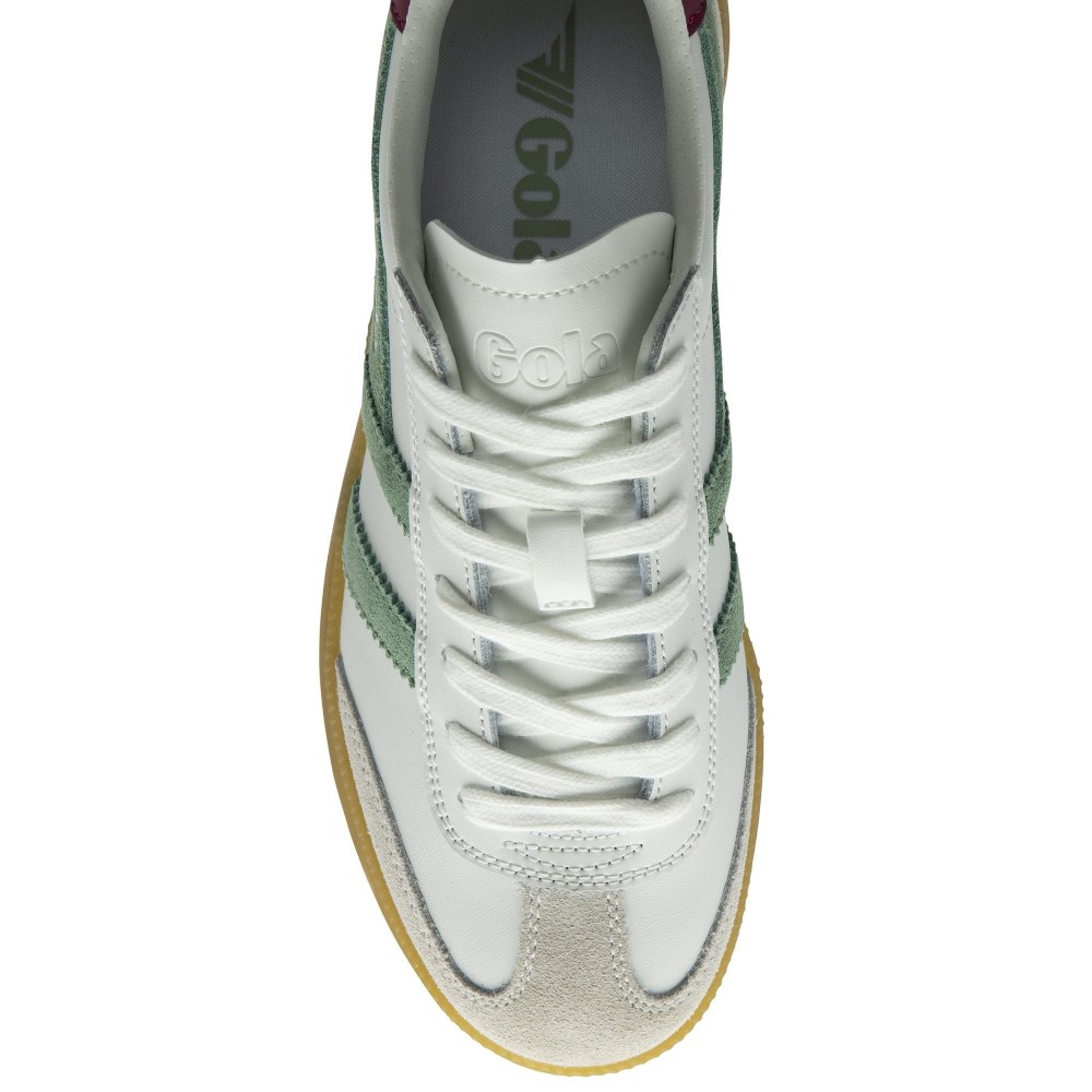 Gola Classics Women's Viper Leather Sneakers - White/Green Mist/Cerise/Gum
