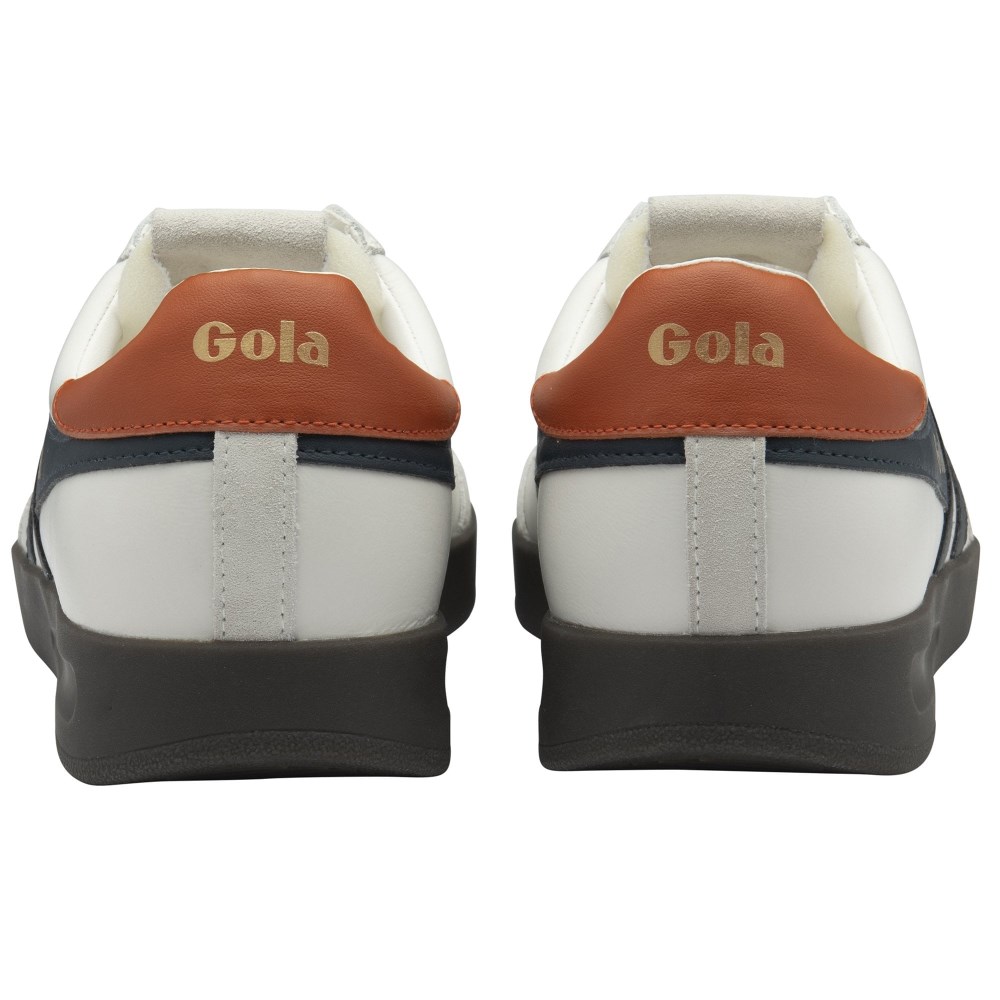 Gola Classics Men's Cyclone Leather Sneakers - White/Navy/Moody Orange/Dark Gum