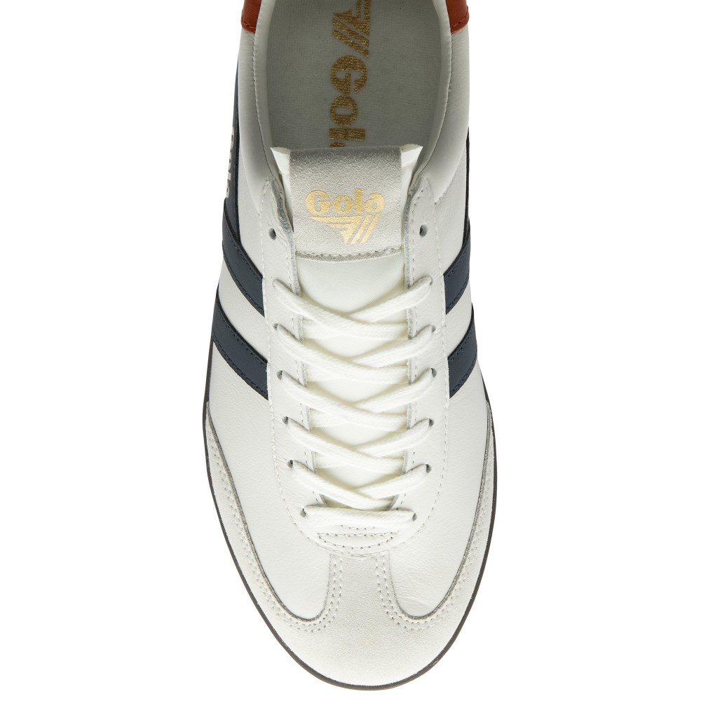 Gola Classics Men's Cyclone Leather Sneakers - White/Navy/Moody Orange/Dark Gum