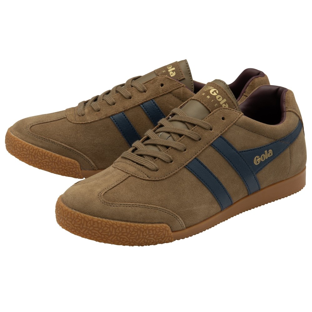 Gola Classics Men's Harrier Suede Sneakers - Tobacco/Navy/Burgundy