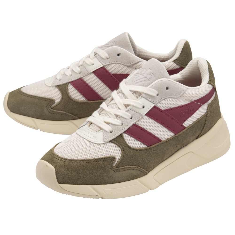 Gola Classics Women's Tempest Sneakers - Off White/Khaki/Raspberry