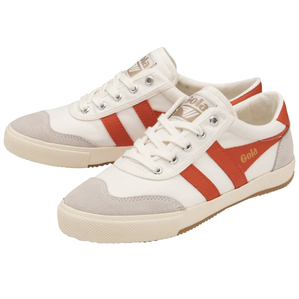 Gola Classics Women's Badminton Plimsoll Sneakers - Off White/Saffron