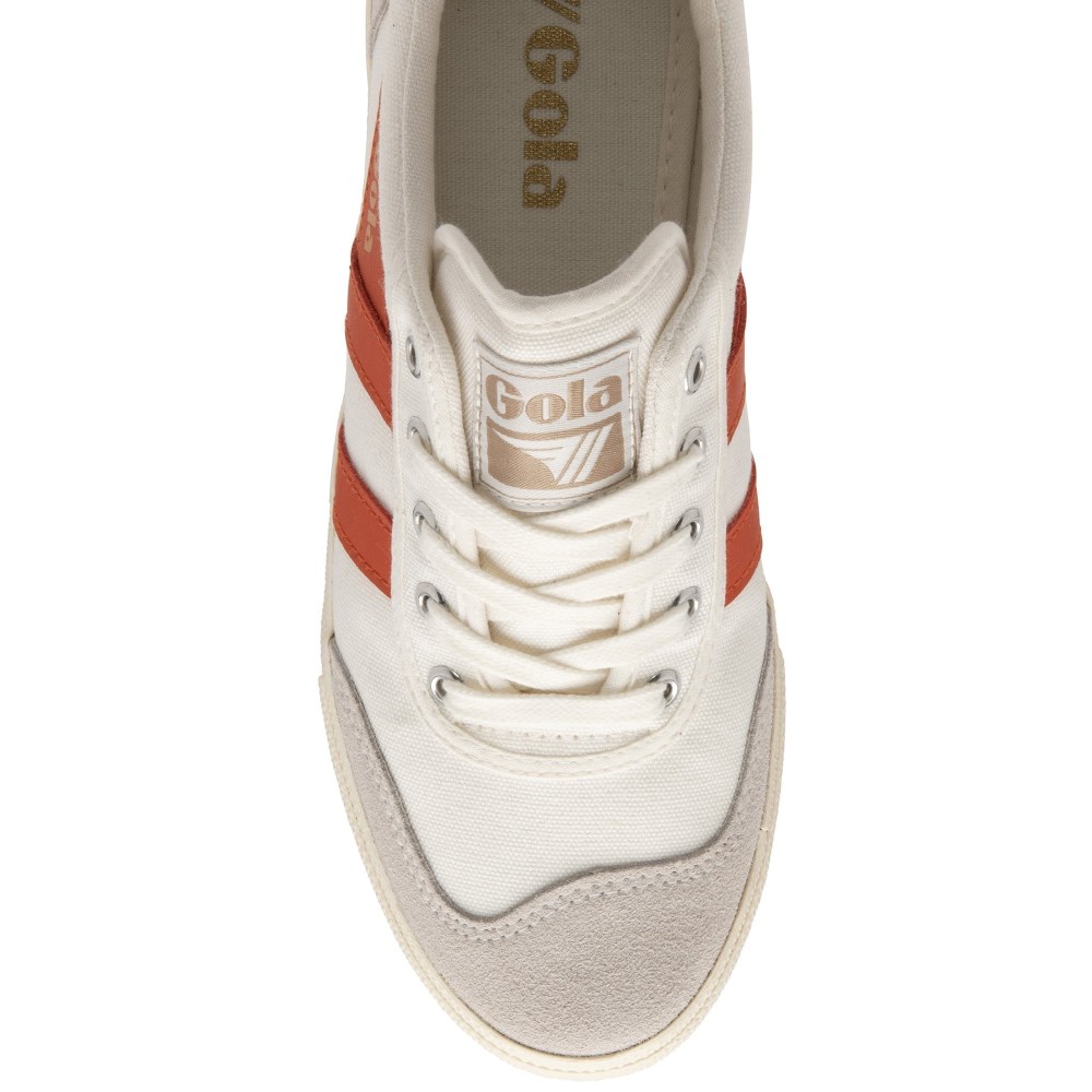 Gola Classics Women's Badminton Plimsoll Sneakers - Off White/Saffron
