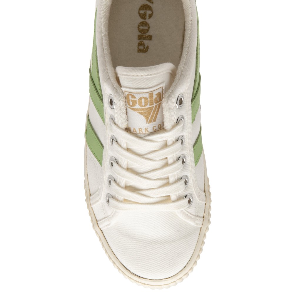 Vegan Gola Classics Women's Tennis Mark Cox Sneakers - Off White/Patina Green