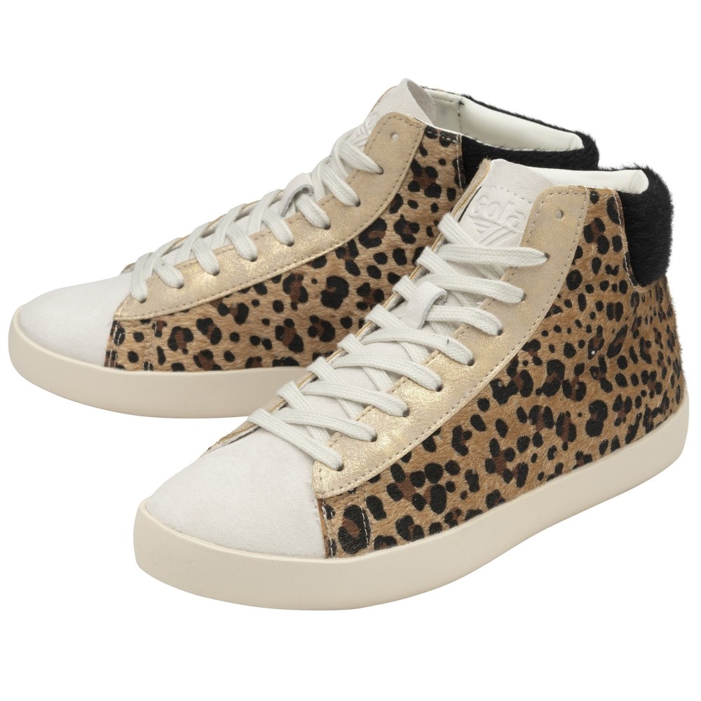 Gola Classics Women's Nova High Oasis Sneakers - Off White/Leopard