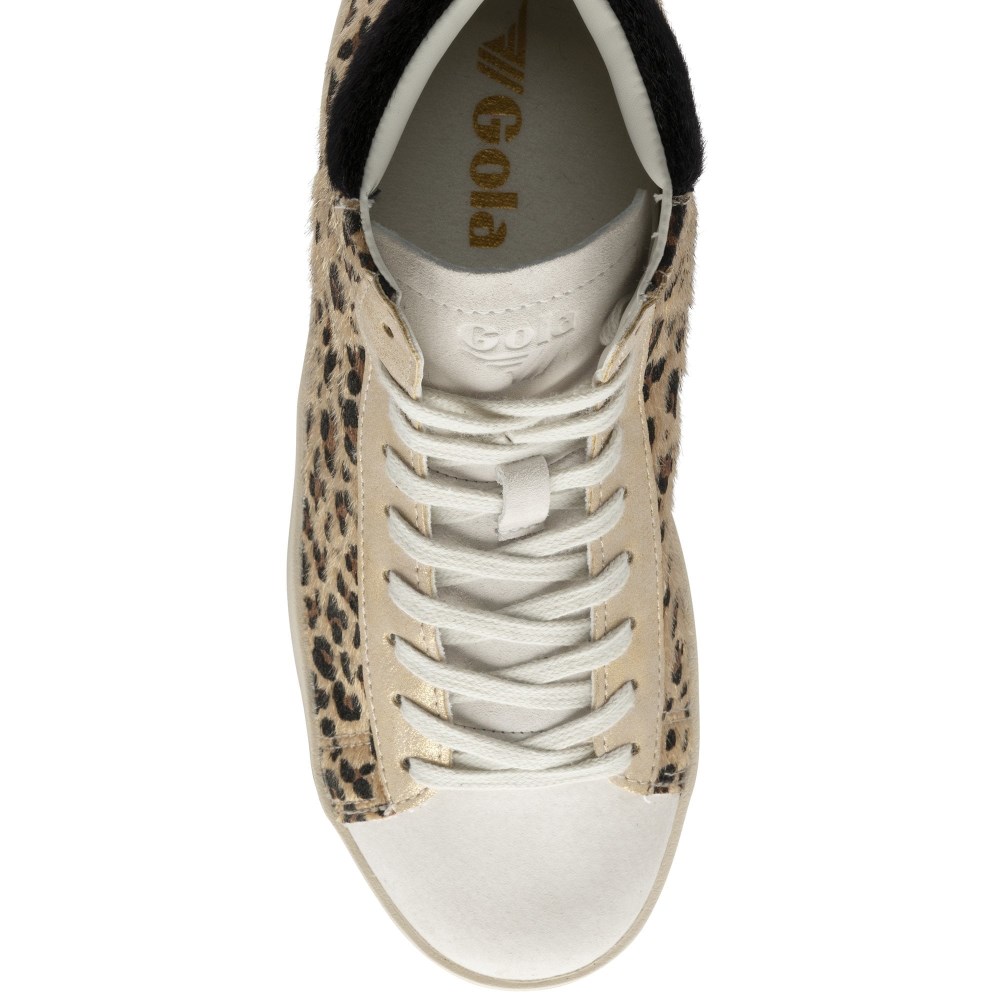 Gola Classics Women's Nova High Oasis Sneakers - Off White/Leopard