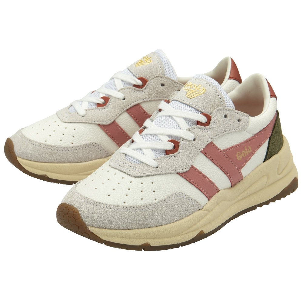 Gola Classics Women's Saturn Sneakers - White/Coral Pink/Khaki