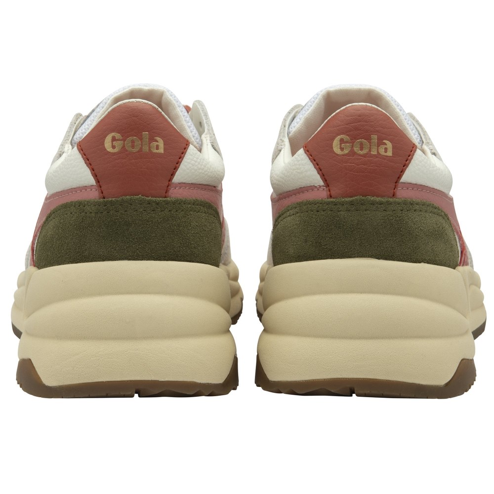 Gola Classics Women's Saturn Sneakers - White/Coral Pink/Khaki