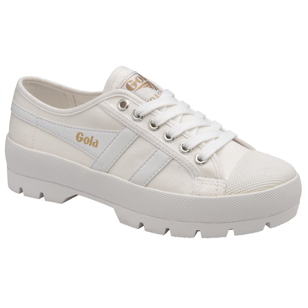 Vegan Gola Classics Women's Coaster Peak Sneakers - White/White/White