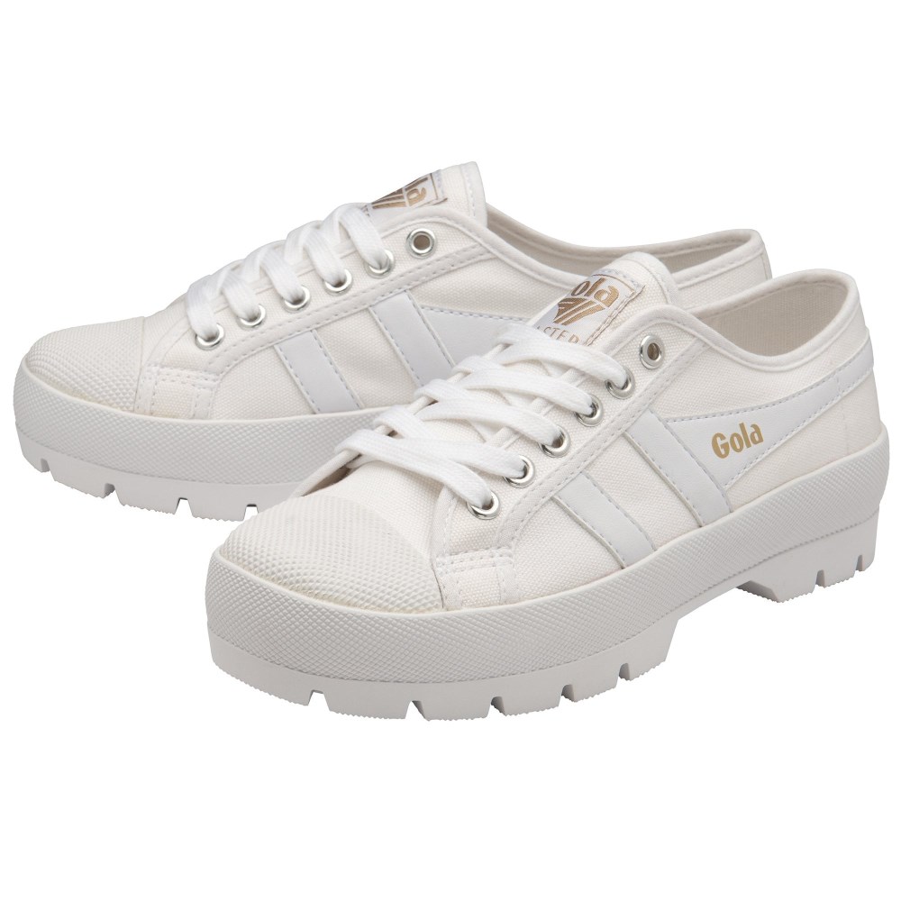 Vegan Gola Classics Women's Coaster Peak Sneakers - White/White/White