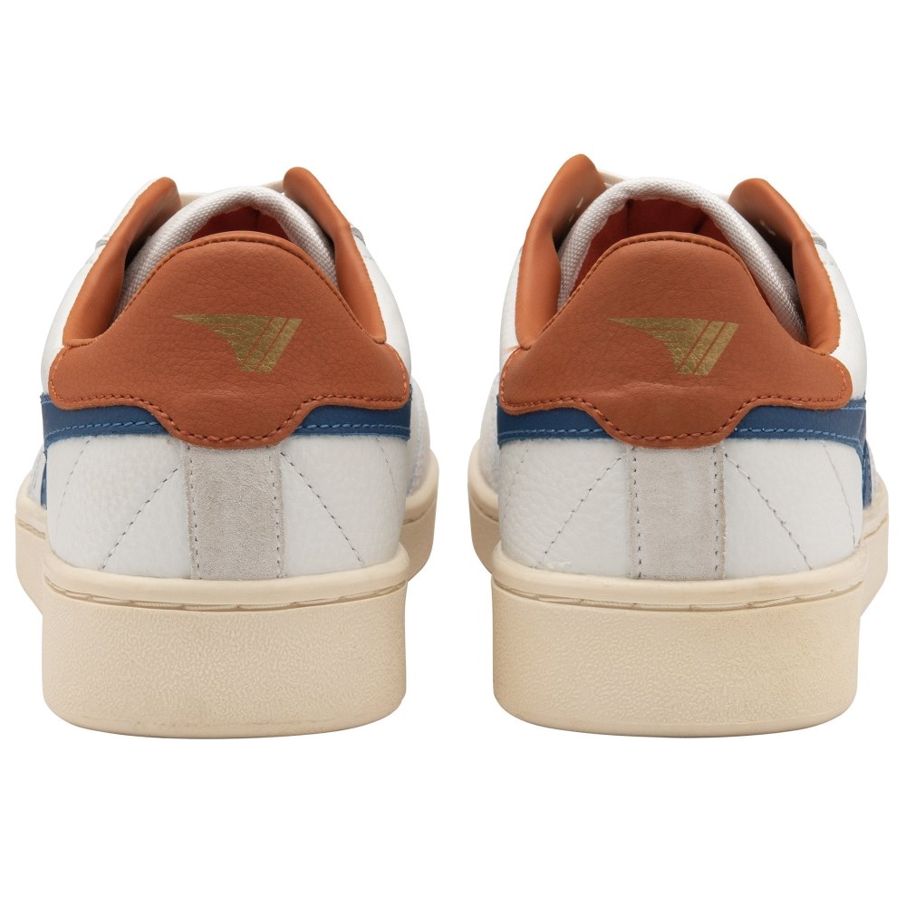 Gola Classics Men's Contact Leather Sneakers - White/Marine Blue/Moody Orange