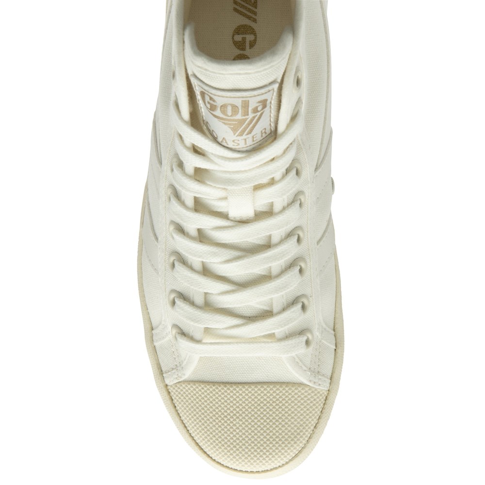 Vegan Gola Classics Women's Coaster High Sneakers - Off White/Off White/Gold