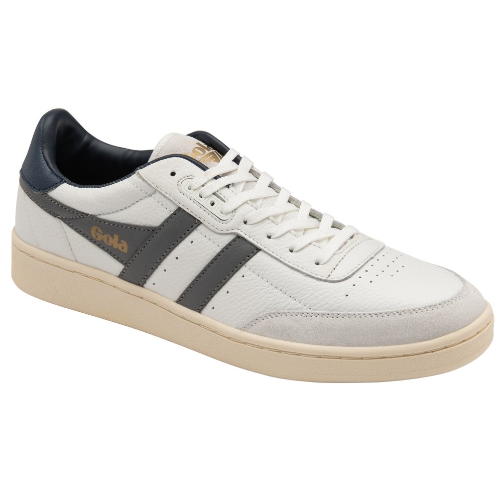 Gola Classics Men's Contact Leather Sneakers - White/Ash/Navy