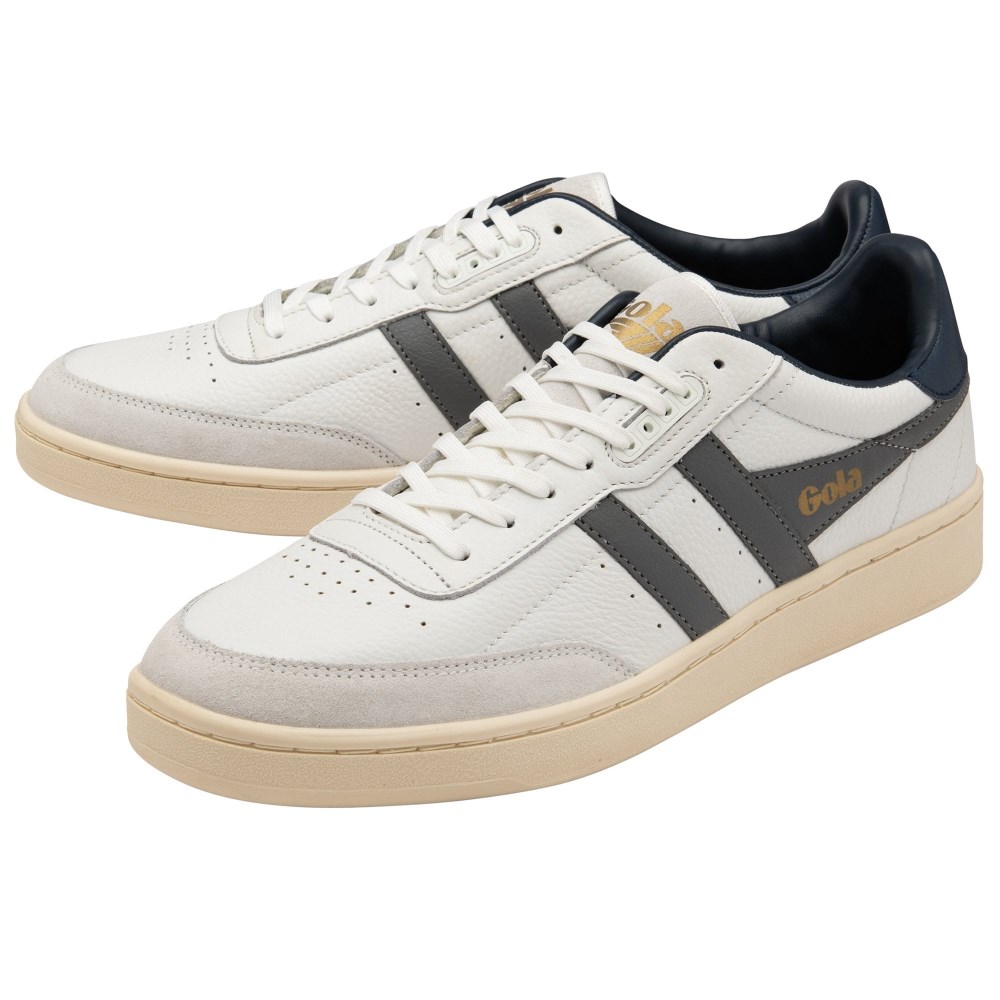 Gola Classics Men's Contact Leather Sneakers - White/Ash/Navy