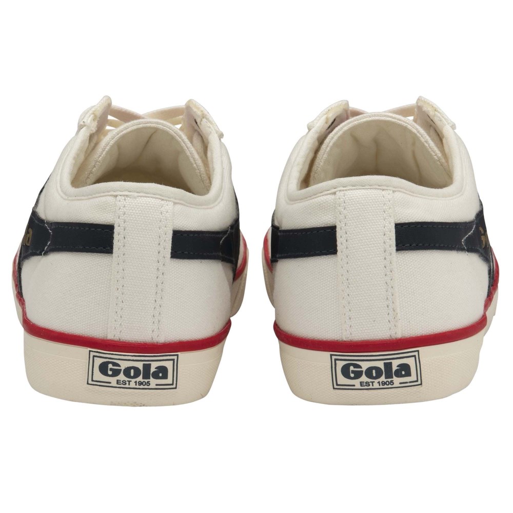 Vegan Gola Classics Men's Comet Plimsoll Sneakers - Off White/Navy/Red