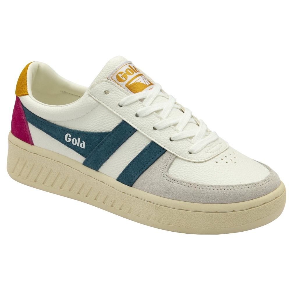 Gola Classics Women's Grandslam Trident Sneakers - White/Peacock/Sun