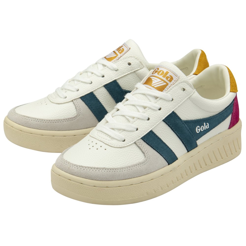 Gola Classics Women's Grandslam Trident Sneakers - White/Peacock/Sun
