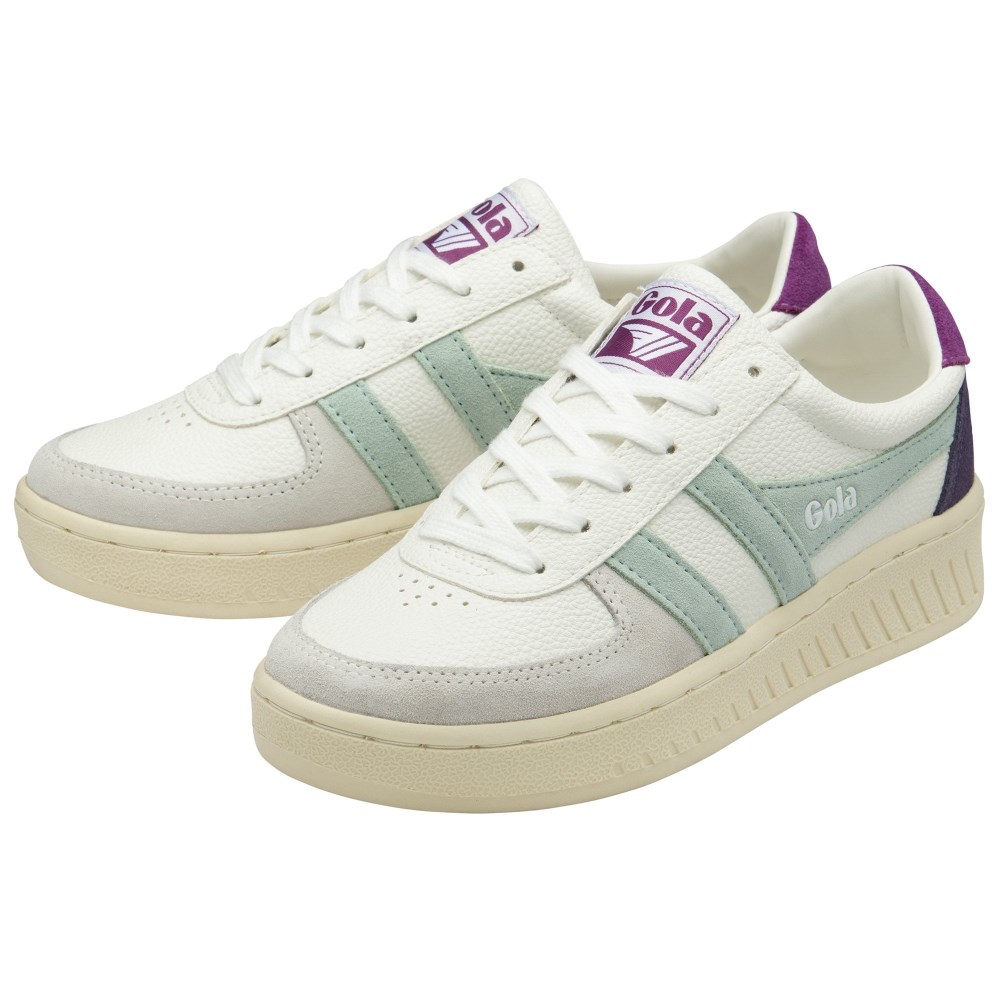 Gola Classics Women's Grandslam Trident Sneakers - White/Surf/Foxglove