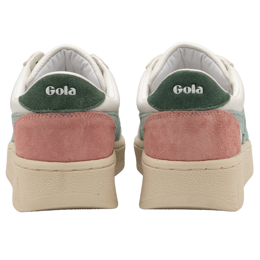 Gola Classics Women's Grandslam Trident Sneakers - White/Green Mist/Evergreen