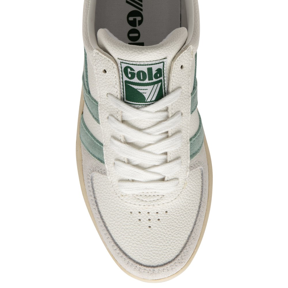 Gola Classics Women's Grandslam Trident Sneakers - White/Green Mist/Evergreen