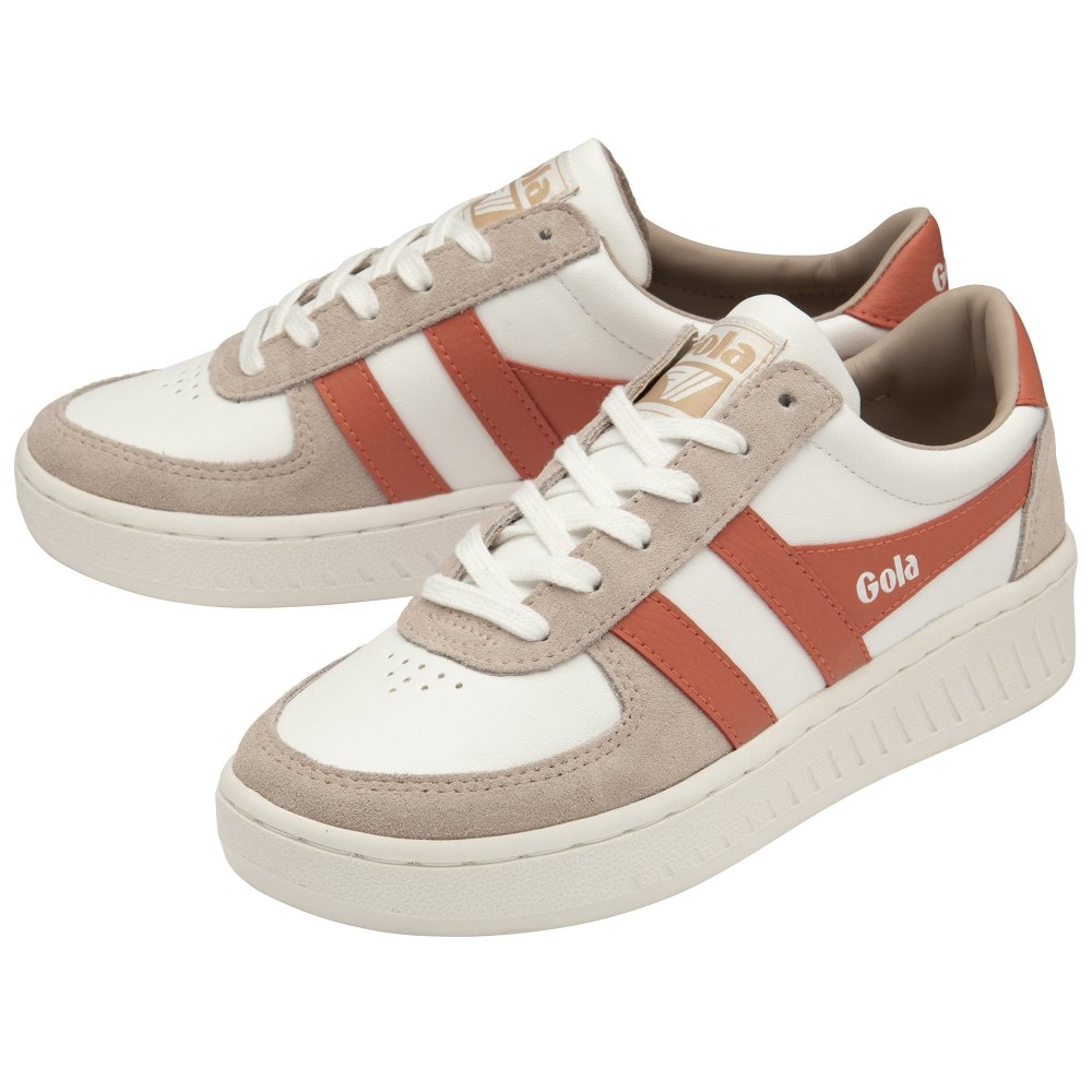 Gola Classics Women's Grandslam Pure Sneakers - White/Blossom/Hot Coral