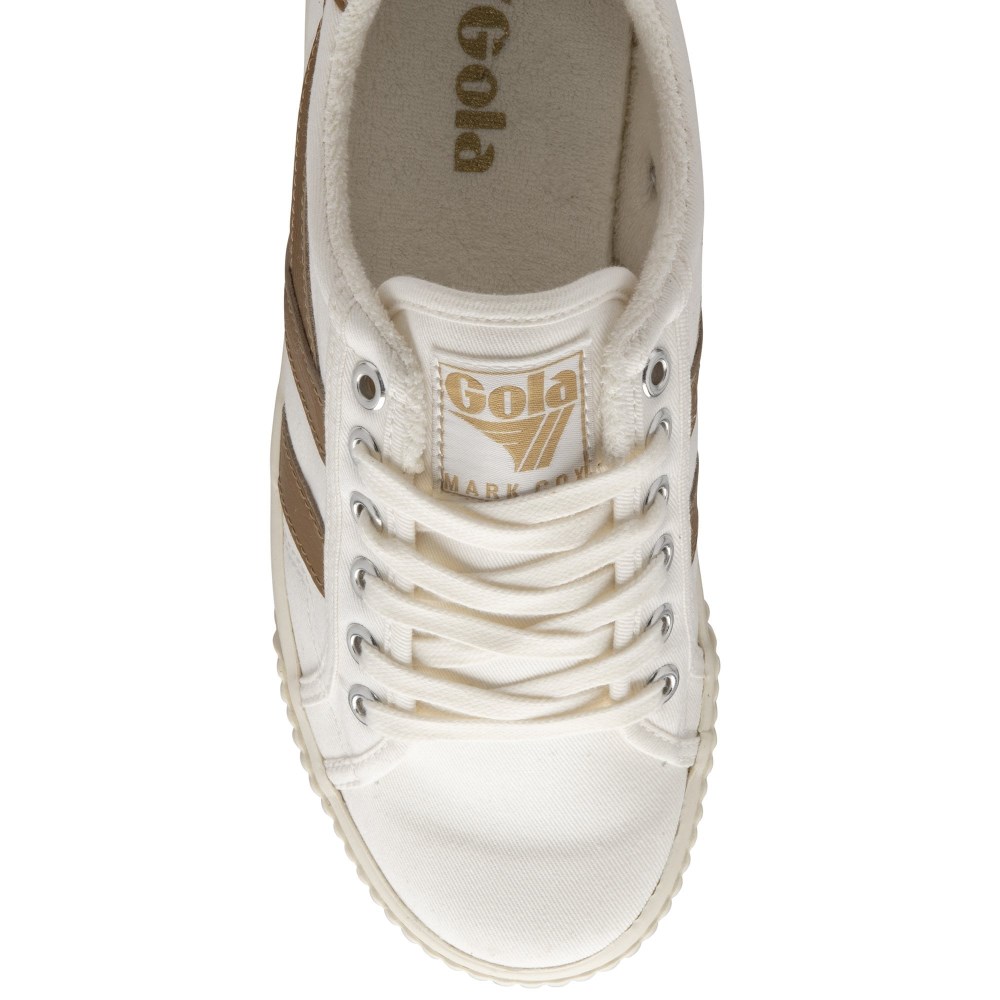 Vegan Gola Classics Women's Tennis Mark Cox Sneakers - Off White/Brown Sugar