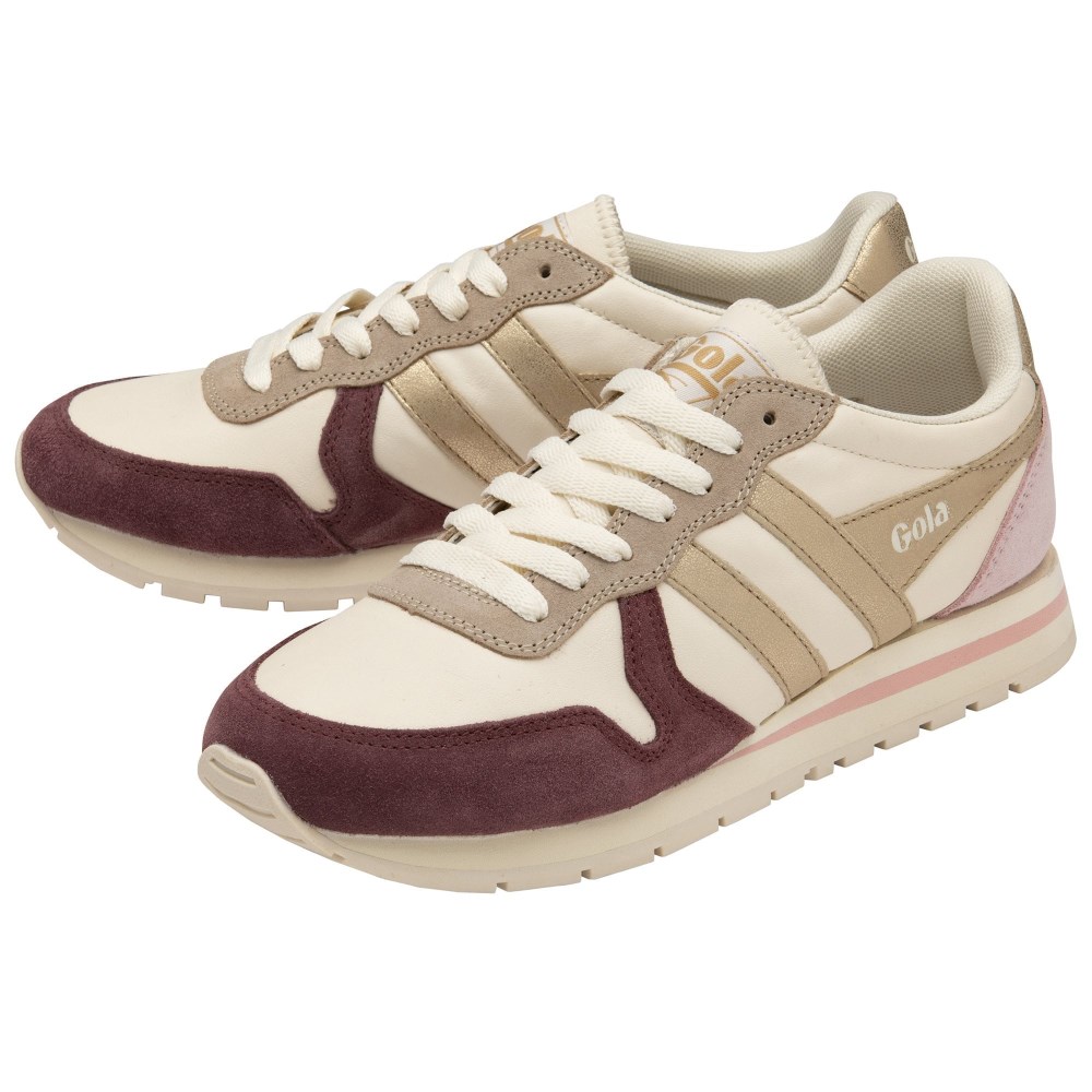 Gola Classics Women's Daytona Quadrant Sneakers - Off White/Windsor Wine/Gold/Chalk Pink