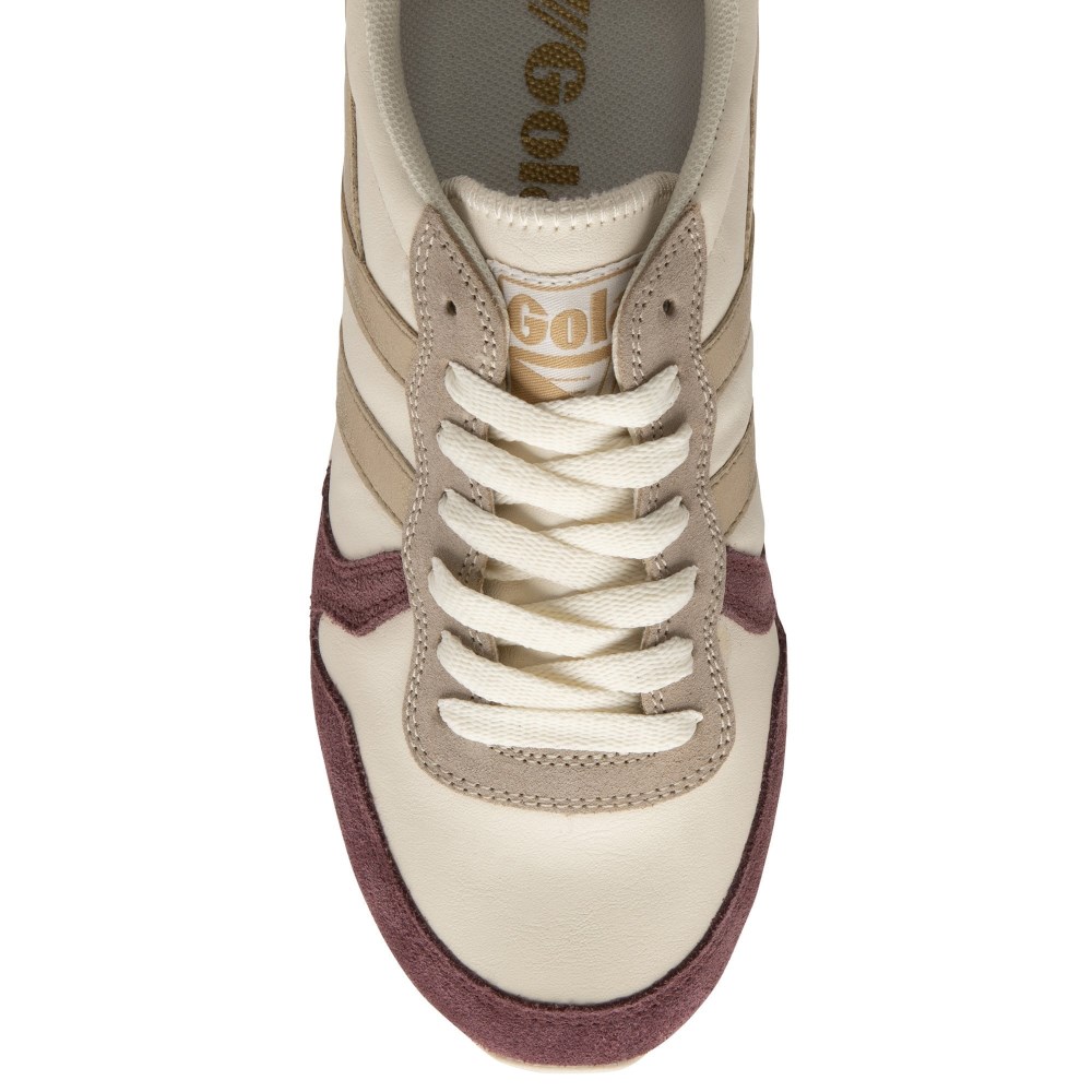 Gola Classics Women's Daytona Quadrant Sneakers - Off White/Windsor Wine/Gold/Chalk Pink