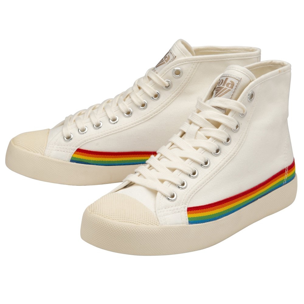 Vegan Gola Classics Women's Coaster High Rainbow Drop - Off White/Multi
