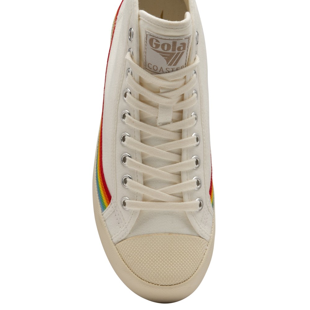 Vegan Gola Classics Women's Coaster High Rainbow Drop - Off White/Multi