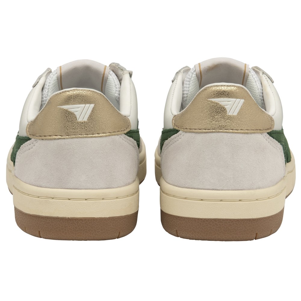Gola Classics Women's Hawk Sneakers - White/Dark Green/Gold