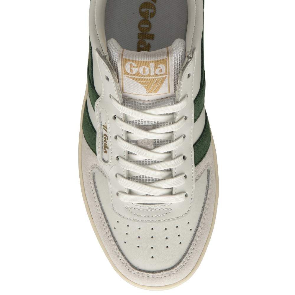 Gola Classics Women's Hawk Sneakers - White/Dark Green/Gold