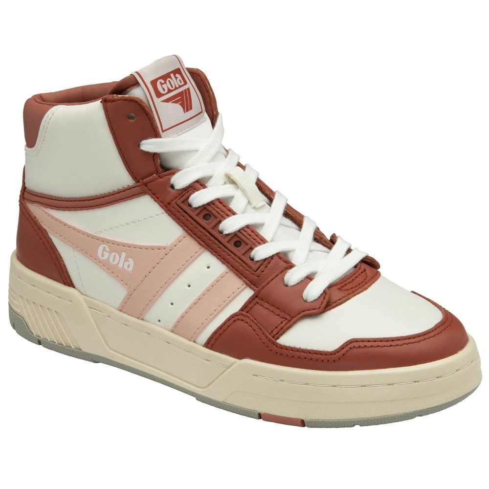 Gola Classics Women's Challenge High Sneakers - White/Orange Spice/Pearl Pink