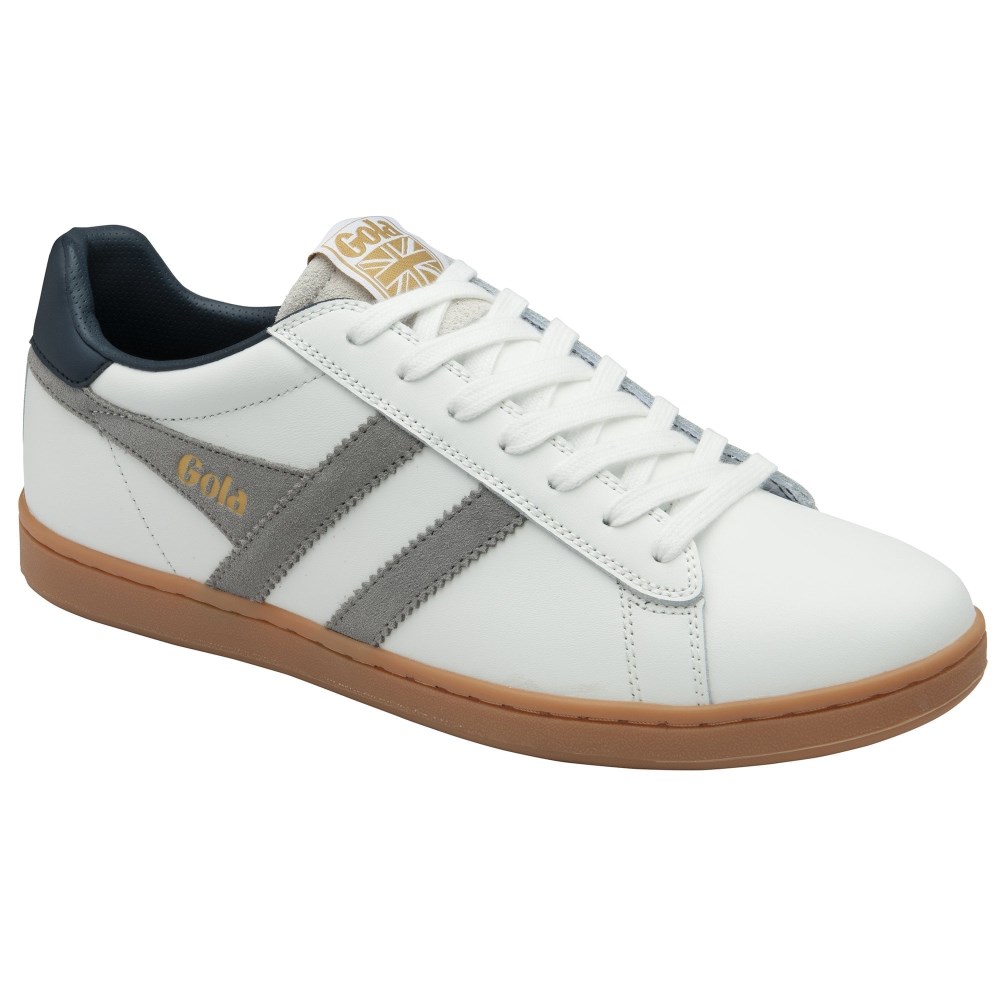 Gola Classics Men's Equipe II Leather Sneakers - White/Cement/Navy