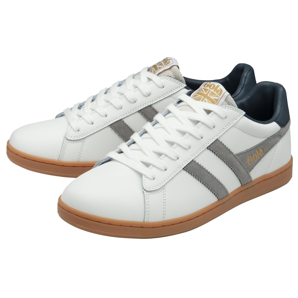 Gola Classics Men's Equipe II Leather Sneakers - White/Cement/Navy
