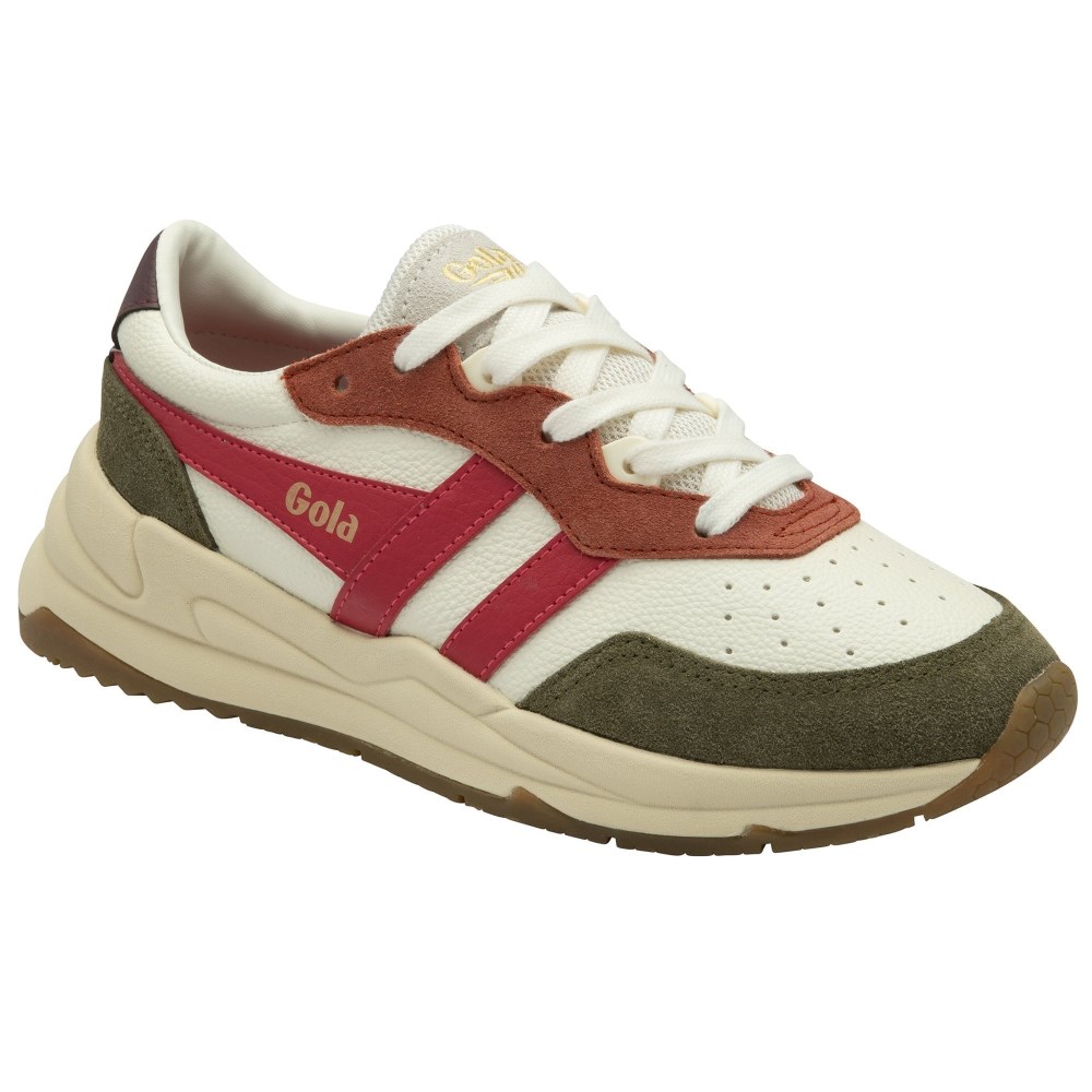 Gola Classics Women's Saturn Quadrant Sneakers - Off White/Khaki/Raspberry