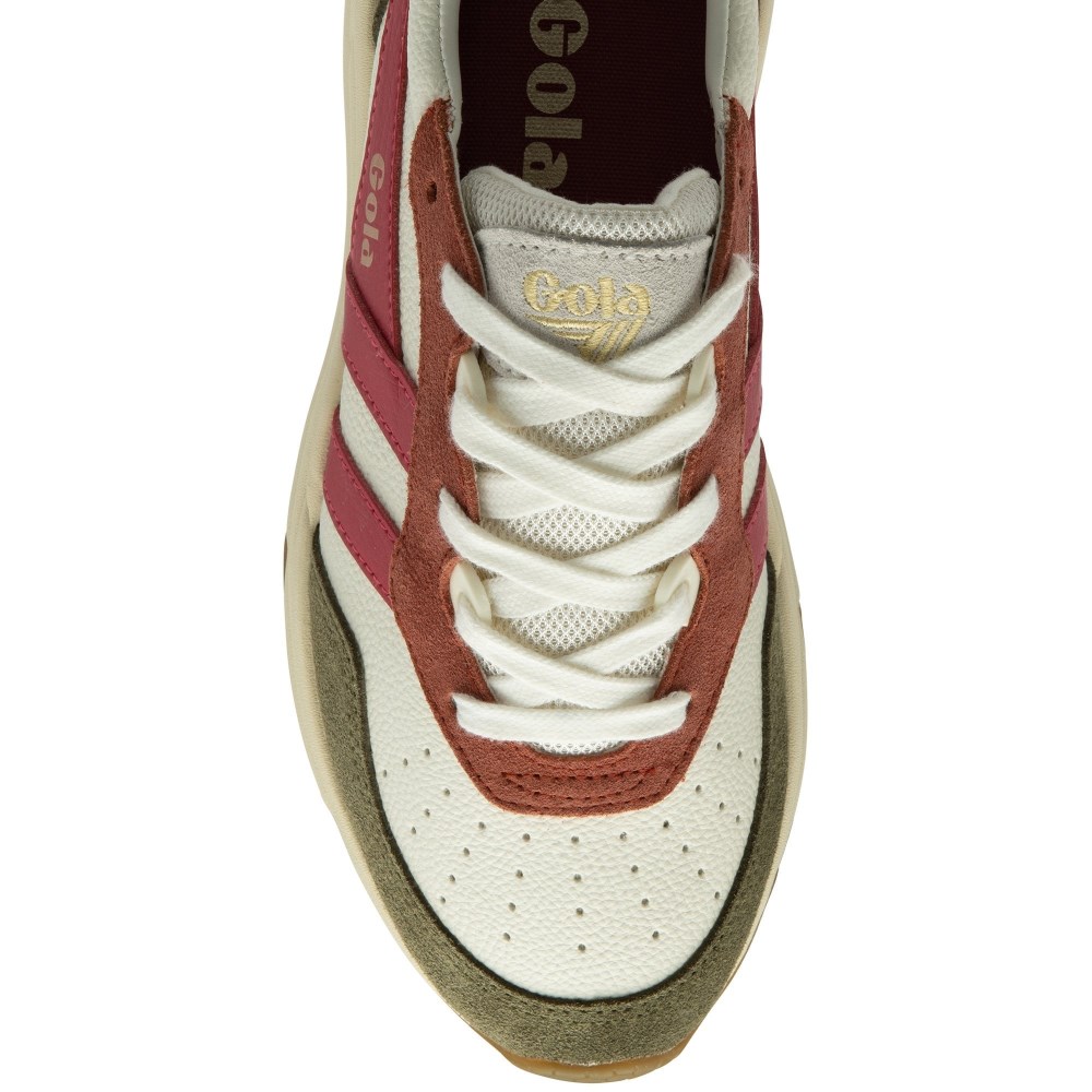 Gola Classics Women's Saturn Quadrant Sneakers - Off White/Khaki/Raspberry