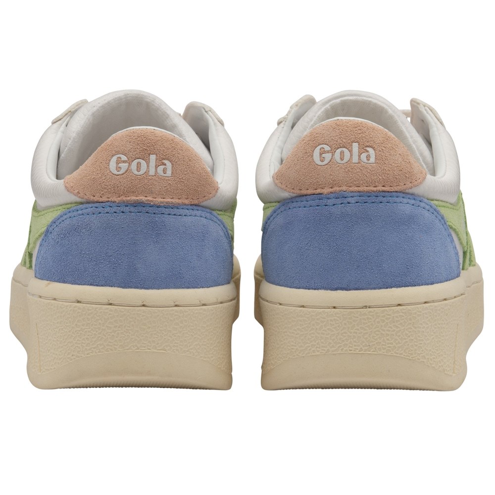 Gola Classics Women's Grandslam Trident Sneakers - White/Patina Green/Pearl Pink