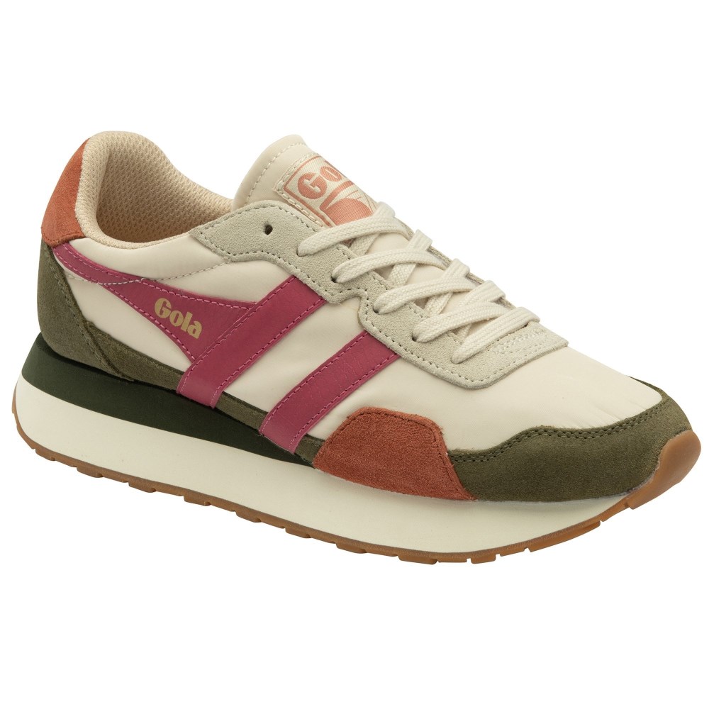 Gola Classics Women's Indiana Sneakers - Wheat/Khaki/Raspberry