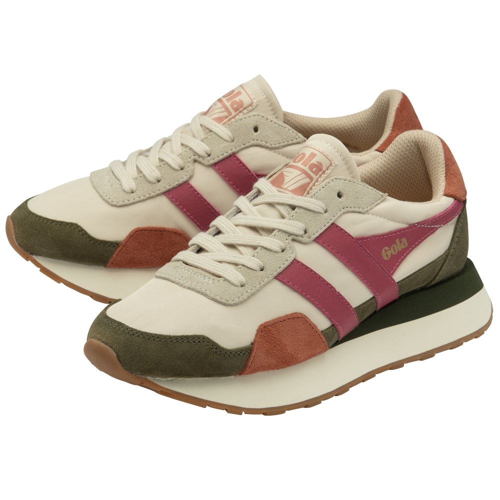 Gola Classics Women's Indiana Sneakers - Wheat/Khaki/Raspberry
