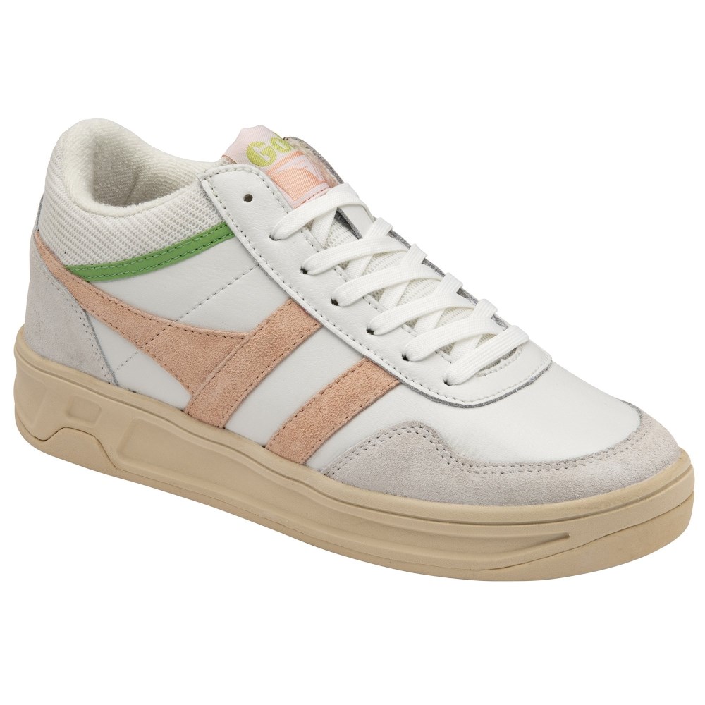 Gola Classics Women's Swerve Sneakers - White/Pearl Pink/Patina Green