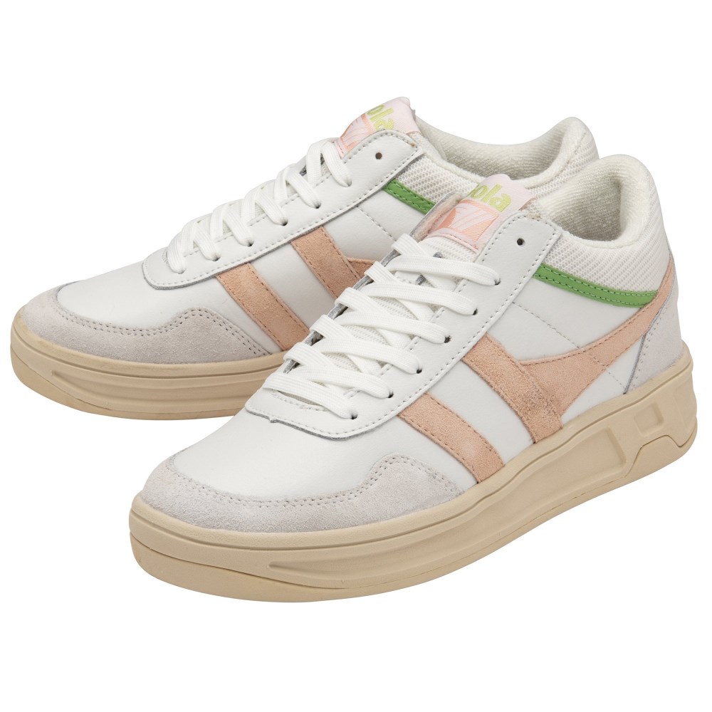 Gola Classics Women's Swerve Sneakers - White/Pearl Pink/Patina Green