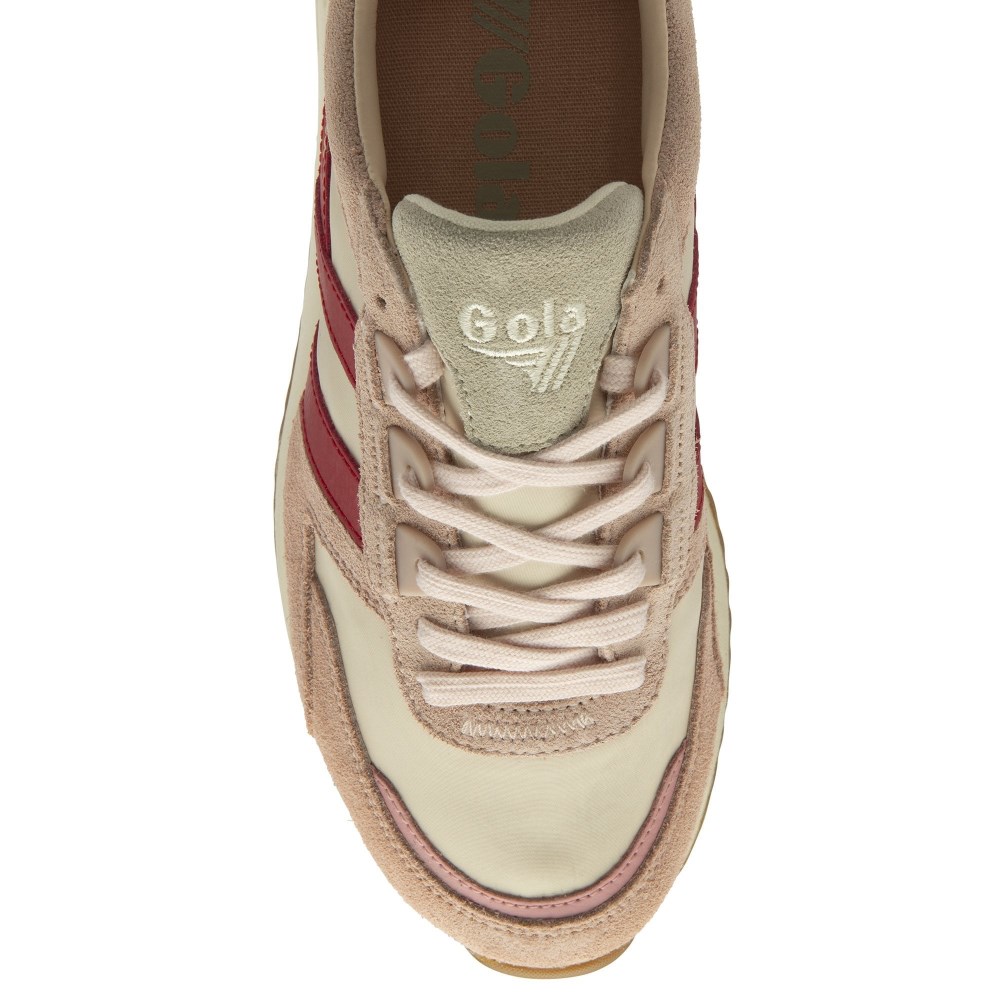 Gola Classics Women's Chicago Sneakers - Wheat/Pearl Pink/Deep Red