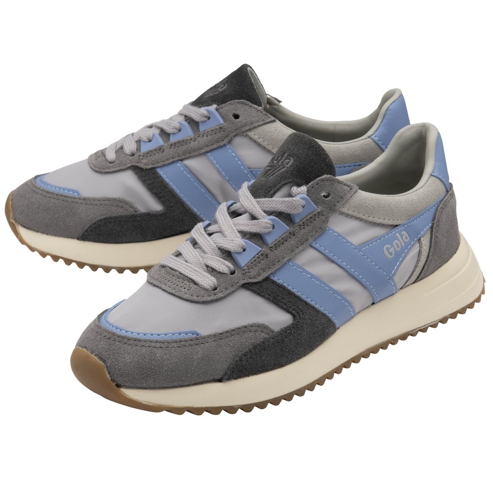 Gola Classics Women's Chicago Sneakers - Light Grey/Vista Blue/Vista Blue
